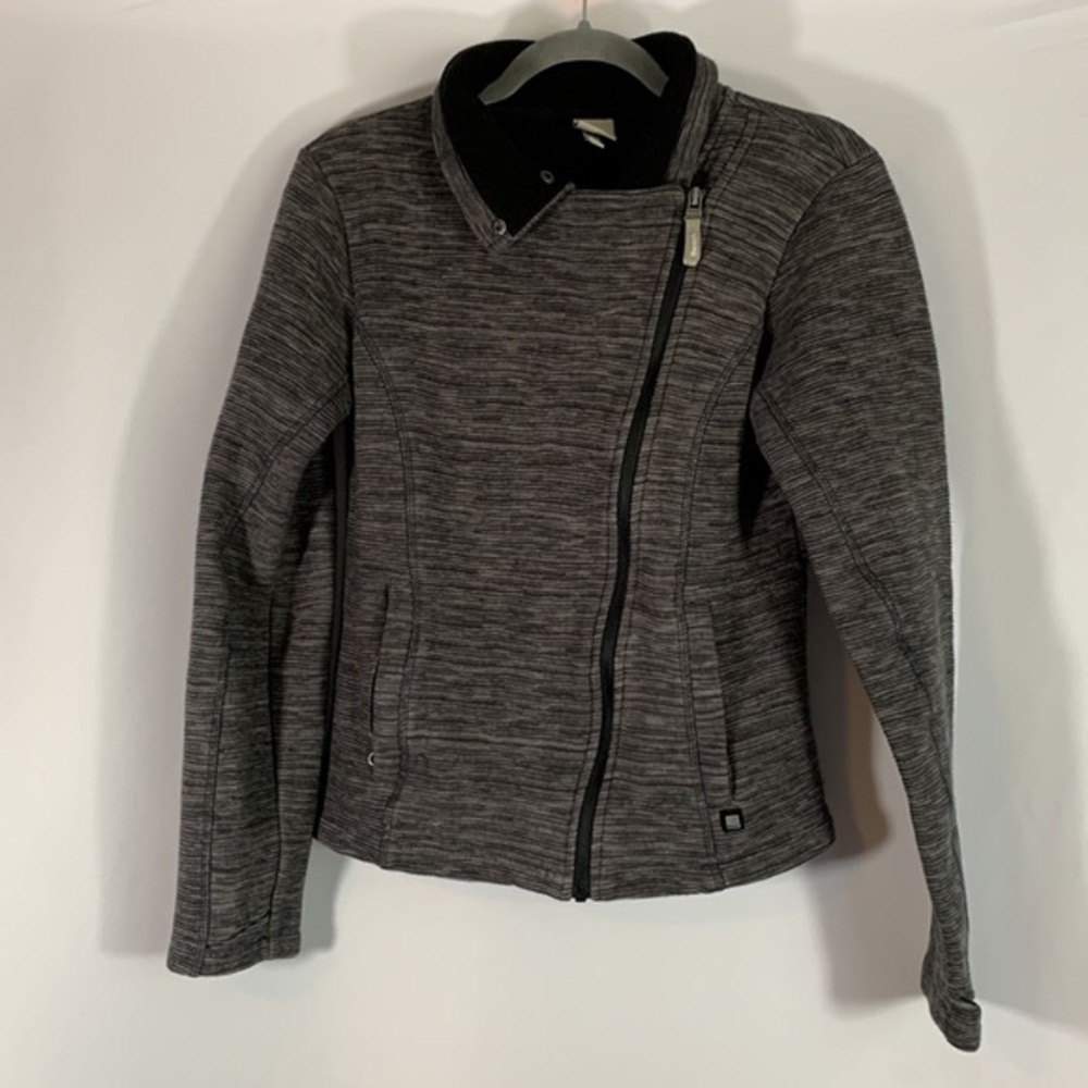 Bench Grey Striped Zip Up Jacket Sweater